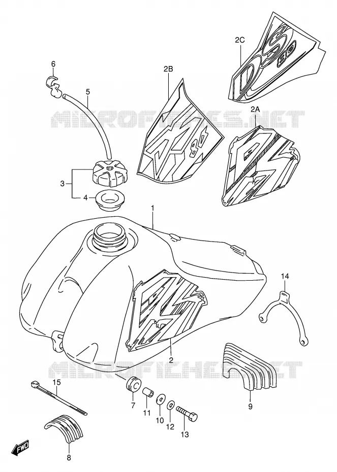 FUEL TANK (MODEL T/V/W/X) Suzuki MOTO 80 DS 1998  DS80W(E24)