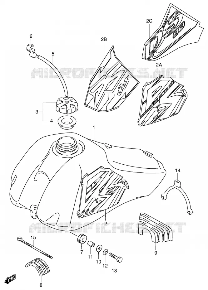FUEL TANK (MODEL T/V/W/X) Suzuki MOTO 80 DS 1999  DS80X(E3/E28)