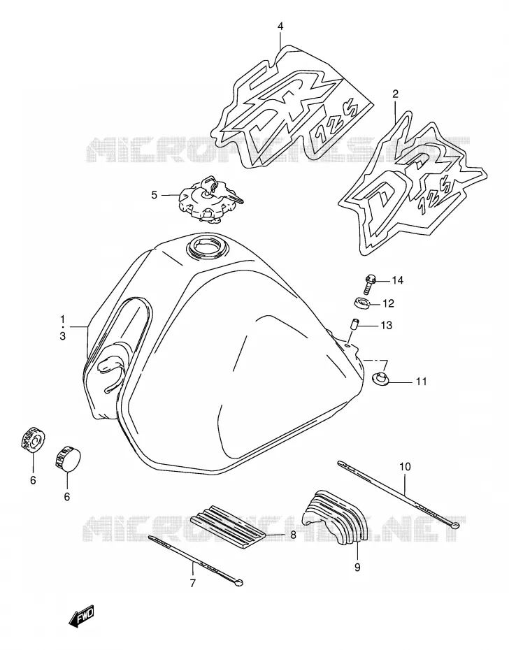FUEL TANK (MODEL V/W) Suzuki MOTO 125 DR 1999  DR125SEX(E4)