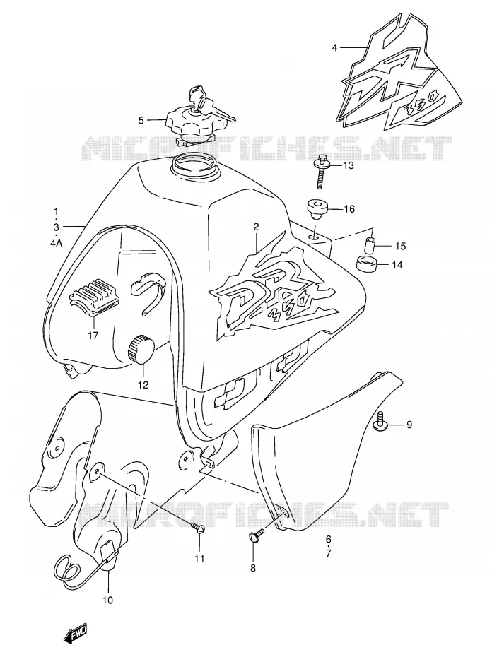 FUEL TANK (MODEL V/W) Suzuki MOTO 350 DR 1994  DR350SER(E2)