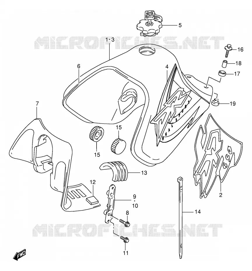 FUEL TANK (MODEL W/X) Suzuki MOTO 650 DR 1999  DR650SEX(E4)