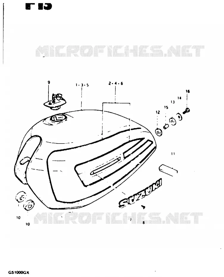 FUEL TANK (MODEL X) Suzuki MOTO 1000 GS 1981  GS1000GX(X/T)