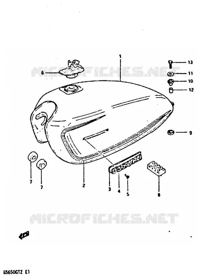 FUEL TANK (MODEL X) Suzuki MOTO 650 GS 1982  GS650GTZ(X/Z)