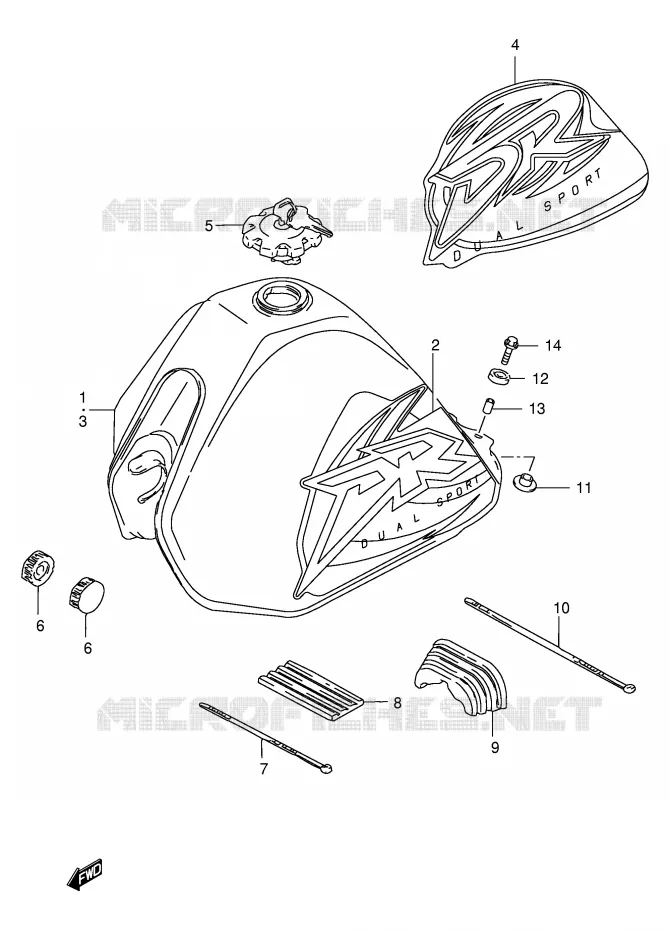 FUEL TANK (MODEL X/Y) Suzuki MOTO 125 DR 1996  DR125SET(E4)