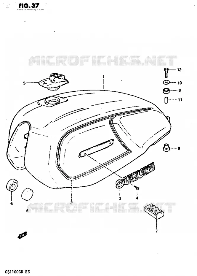 FUEL TANK (MODEL Z) Suzuki MOTO 1100 GS-G 1983  GS1100GD(Z/D)