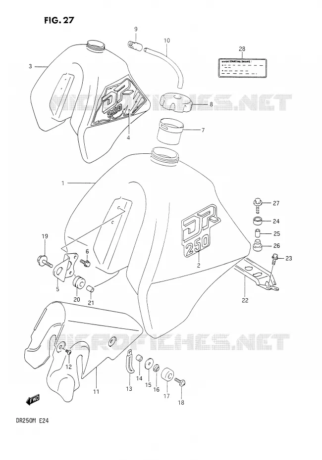 FUEL TANK Suzuki MOTO 250 DR 1991  DR250M(E24)