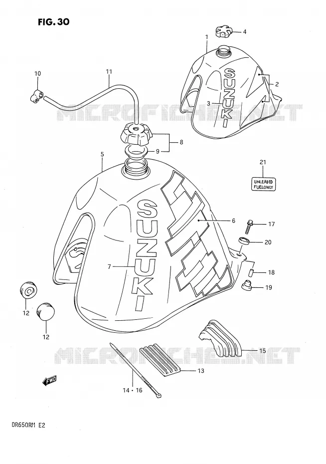 FUEL TANK Suzuki MOTO 650 DR 1991  DR650RM(E2)