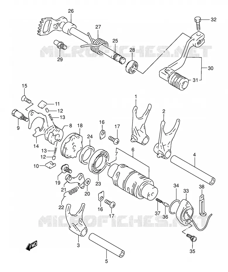 GEAR SHIFTING ASSY Suzuki MOTO 250 DR 1995  DR250SES(E24)