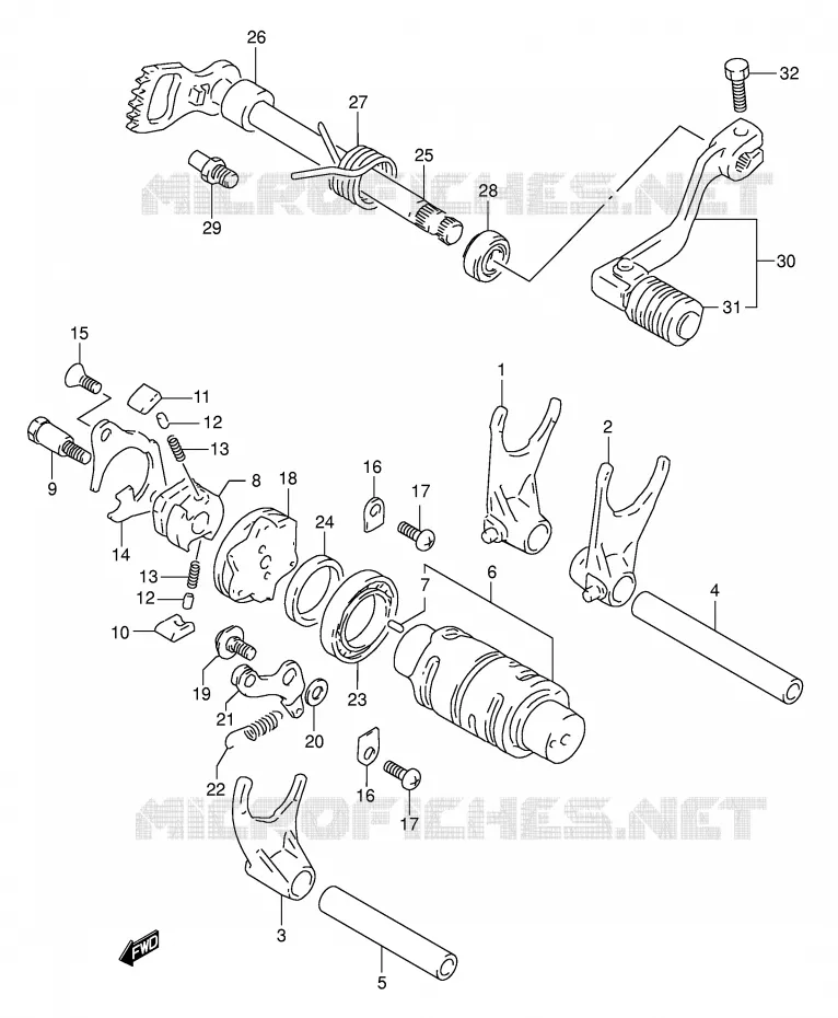 GEAR SHIFTING ASSY Suzuki MOTO 350 DR 1993  DR350P(E1)