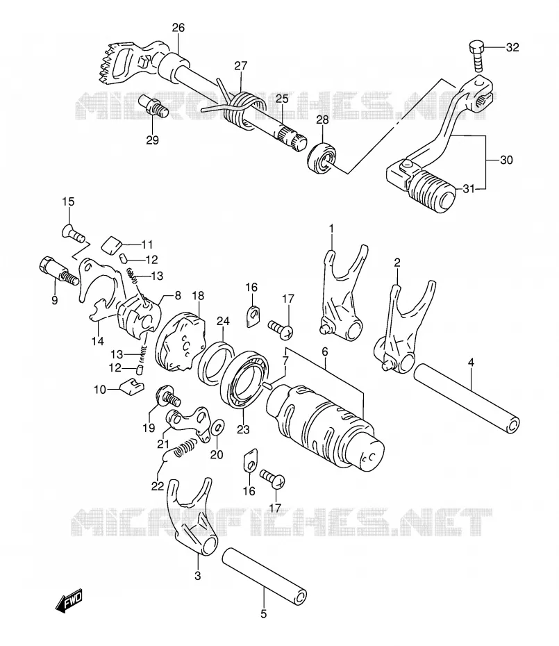 GEAR SHIFTING ASSY Suzuki MOTO 350 DR 1994  DR350R(E3)