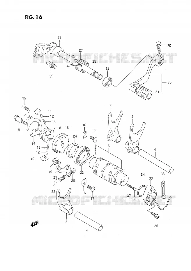 GEAR SHIFTING ASSY Suzuki MOTO 350 DR 1994  DR350SR(E2)