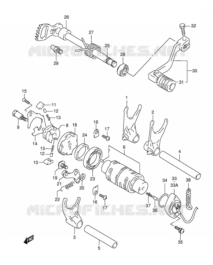 GEAR SHIFTING ASSY Suzuki MOTO 350 DR 1995  DR350SES(E2)