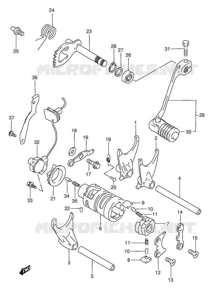 GEAR SHIFTING ASSY Suzuki MOTO 650 DR 1995  DR650REUS(E2)