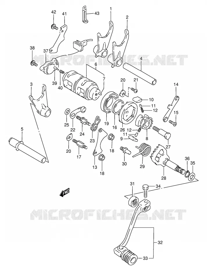 GEAR SHIFTING ASSY Suzuki MOTO 800 DR 1997  DR800SUV