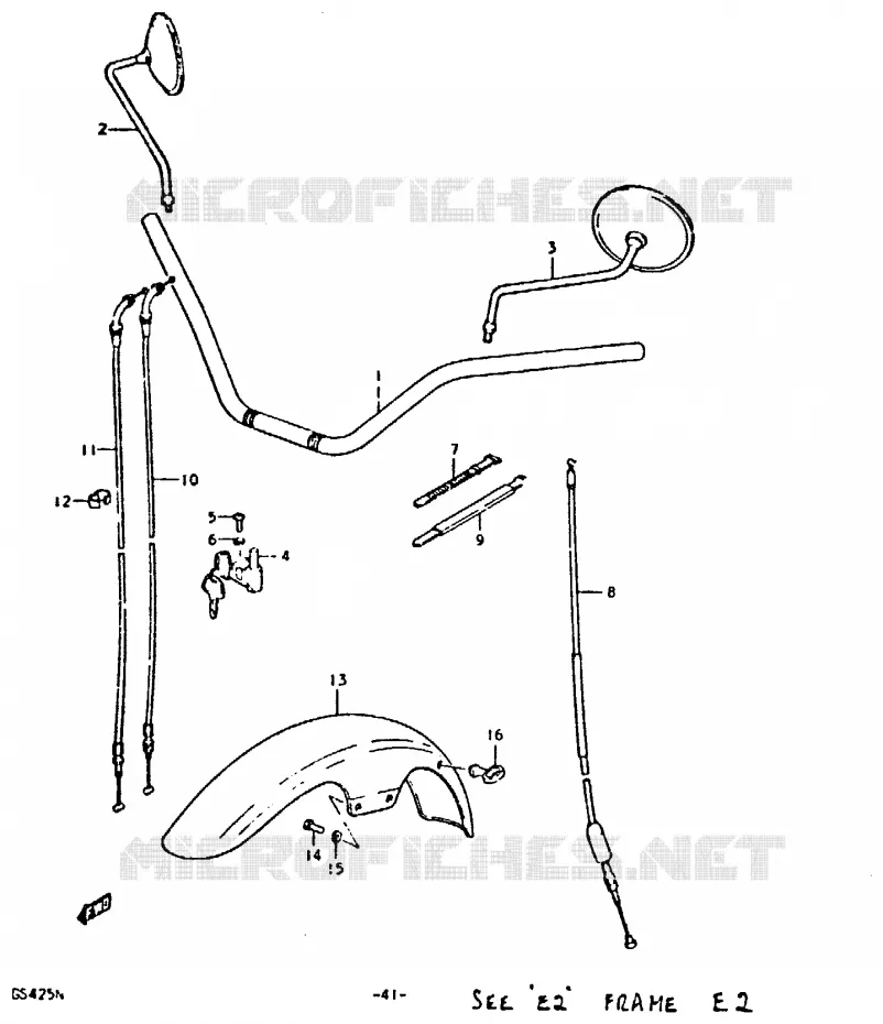 HANDLEBAR - FRONT FENDER Suzuki MOTO 425 GS 1992  GS425N(N)