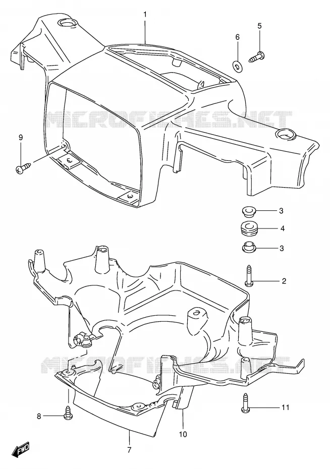 HANDLEBAR FAIRING (MODEL G/R/S/V) Suzuki SCOOTER 100 FB 1986  FB100DG(E71)