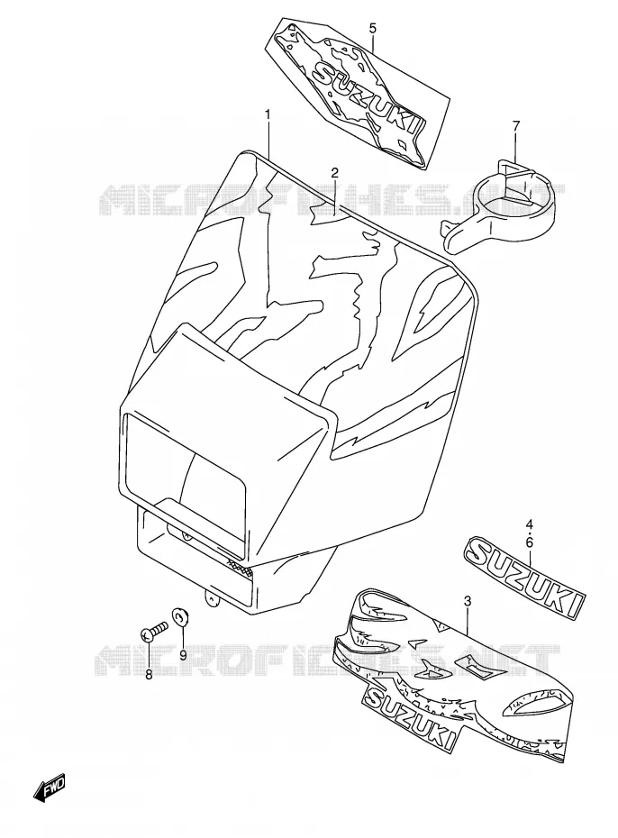 HEADLIGHT COVER (MODEL N/P/R/S/T) Suzuki MOTO 350 DR 1996  DR350T(E3)