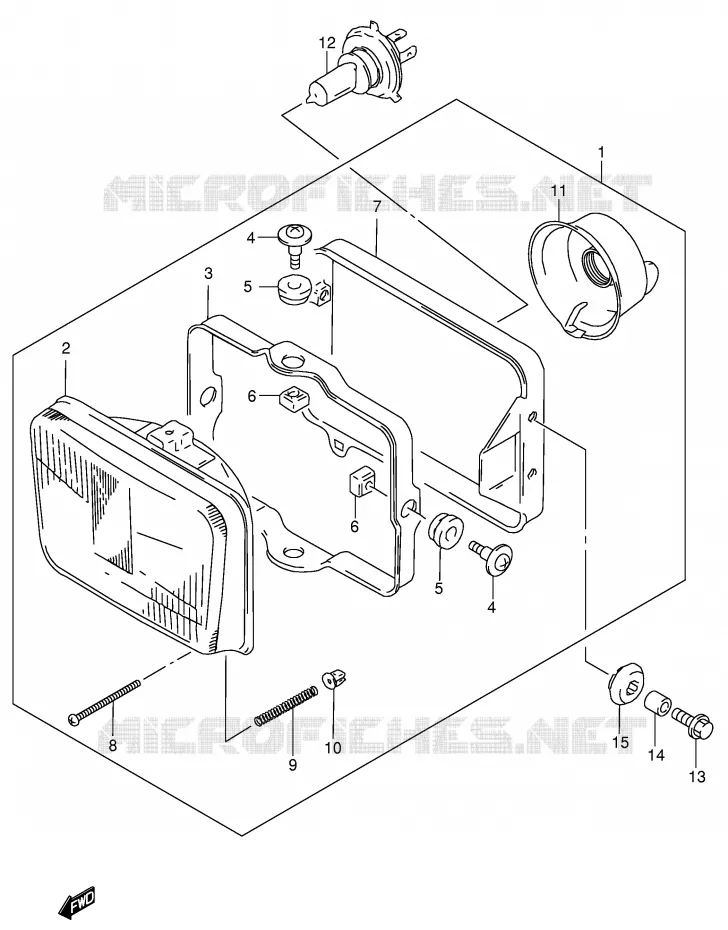 HEADLIGHT (MODEL K1 E24) Suzuki MOTO 650 DR 2002  DR650SEK2(E4)