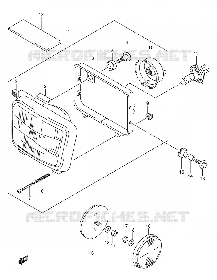 HEADLIGHT (MODEL K3/K4/K5) Suzuki MOTO 650 DR 2005  DR650SEK5(E3/E28)