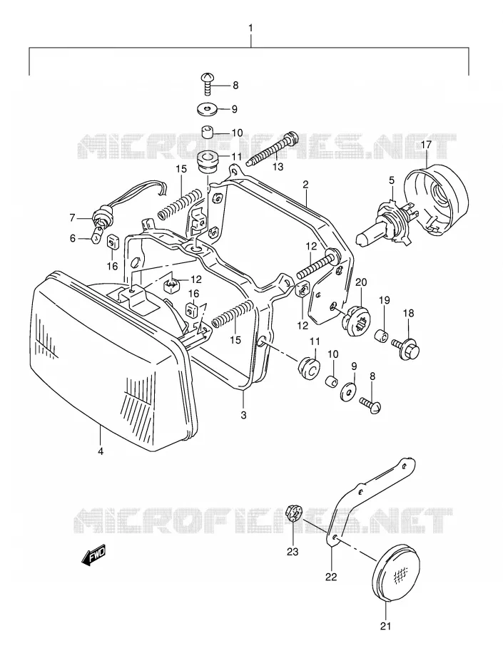 HEADLIGHT (MODEL M/N/P) Suzuki MOTO 800 DR 1991  DR800SM(E4)