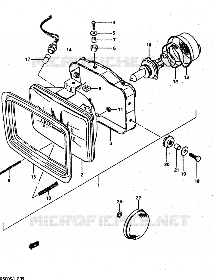 HEADLIGHT Suzuki MOTO 500 DR 1987  DR500SH(G/H/J)