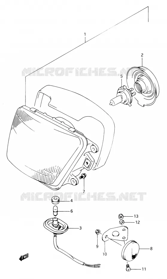 HEADLIGHT Suzuki MOTO 650 DR 1991  DR650RSM(E2)