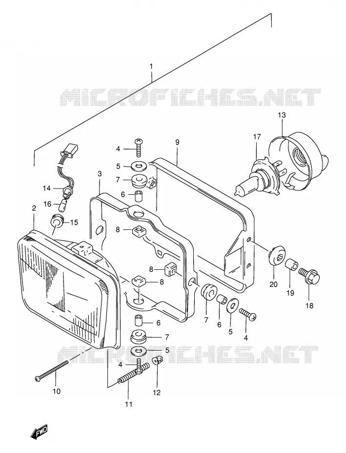 HEADLIGHT Suzuki MOTO 650 DR 1997  DR650SEV(E4)