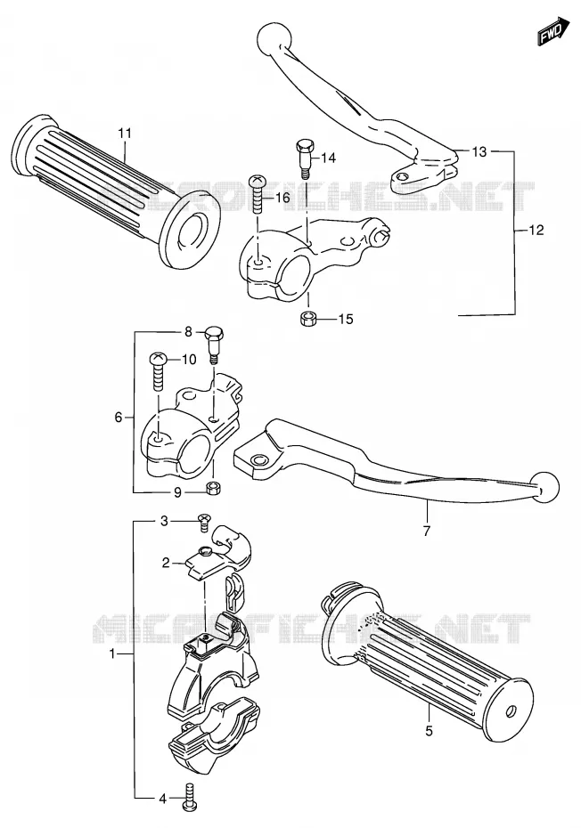 LEVERS - HANDGRIPS Suzuki MOTO 80 DS 1996  DS80T(E3/E28)