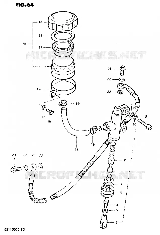 REAR BRAKE MASTER CYLINDER Suzuki MOTO 1100 GS-G 1983  GS1100GD(Z/D)