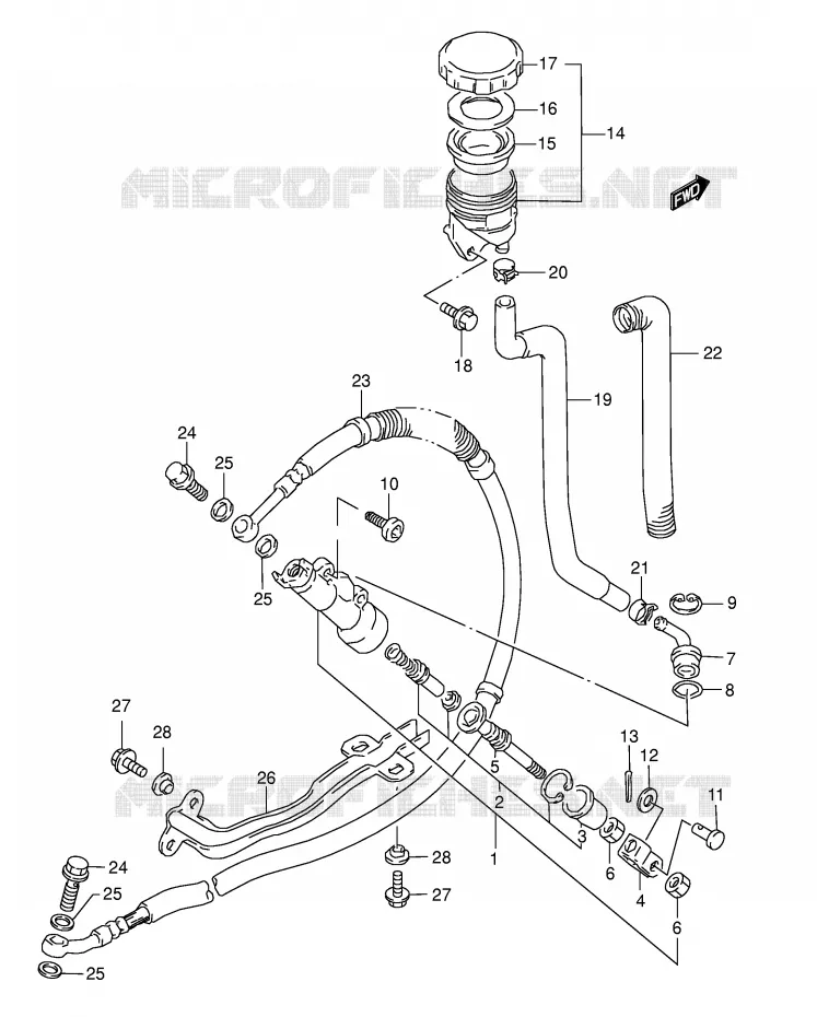 REAR BRAKE MASTER CYLINDER Suzuki MOTO 800 DR 1995  DR800SS(E4)