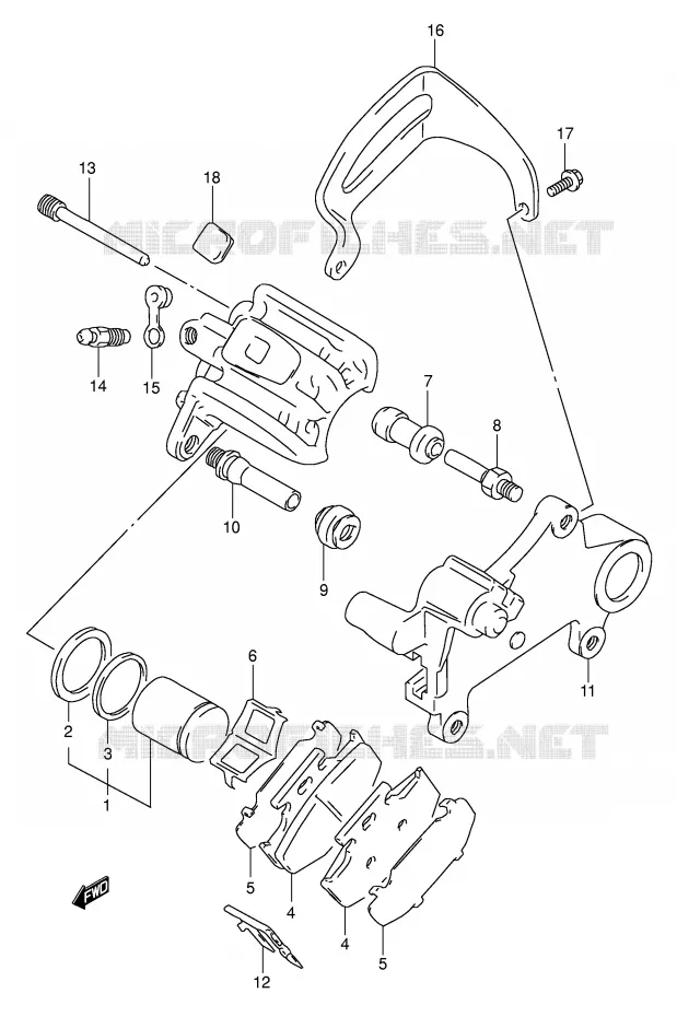 REAR CALIPER (MODEL L/M) Suzuki MOTO 350 DR 1993  DR350P(E1)