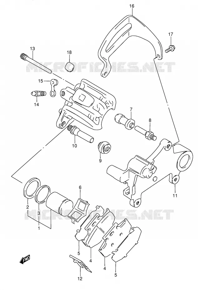 REAR CALIPER (MODEL L/M) Suzuki MOTO 350 DR 1994  DR350R(E3)