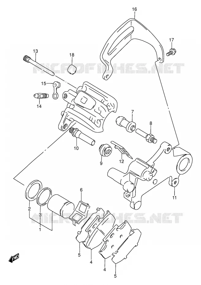 REAR CALIPER (MODEL N/P) Suzuki MOTO 250 DR 1993  DR250SP(E24)