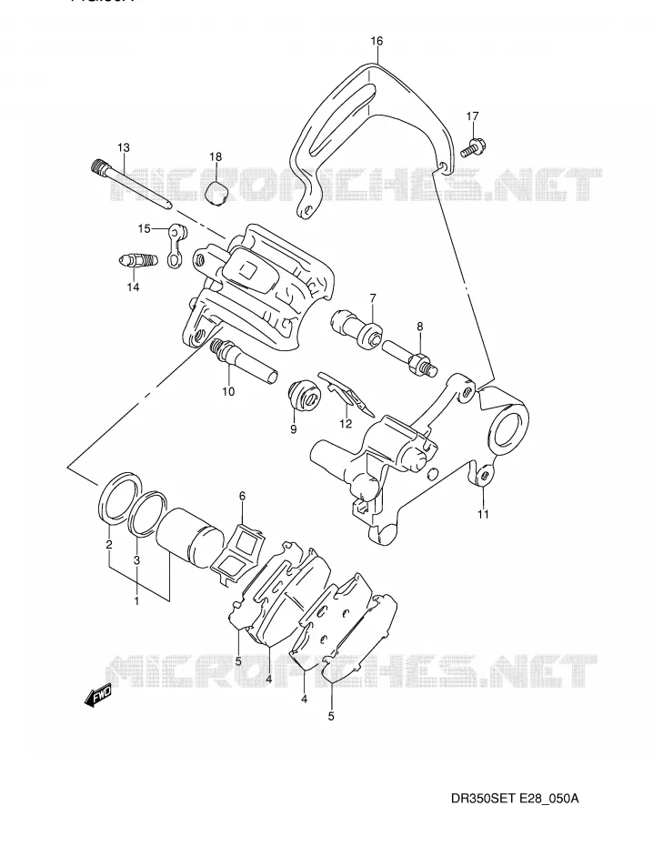 REAR CALIPER (MODEL N/P) Suzuki MOTO 350 DR 1990  DR350SL(E28)