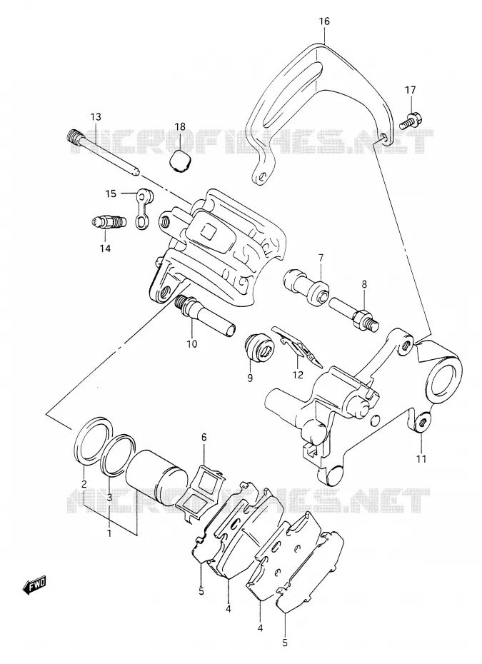 REAR CALIPER (MODEL N/P) Suzuki MOTO 350 DR 1992  DR350N(E28)