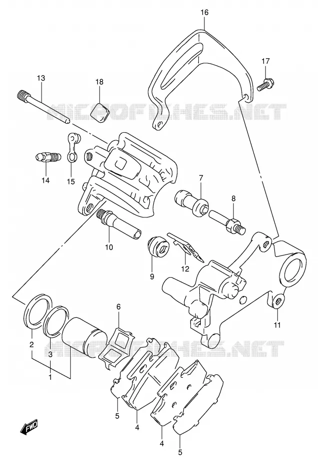 REAR CALIPER (MODEL N/P) Suzuki MOTO 350 DR 1994  DR350R(E1)
