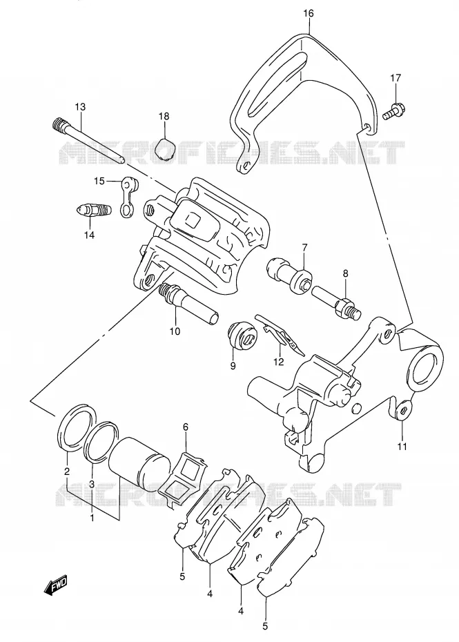 REAR CALIPER (MODEL N/P) Suzuki MOTO 350 DR 1995  DR350S(E3)