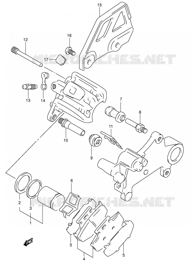 REAR CALIPER (MODEL R/S/T) Suzuki MOTO 350 DR 1991  DR350M(E1)