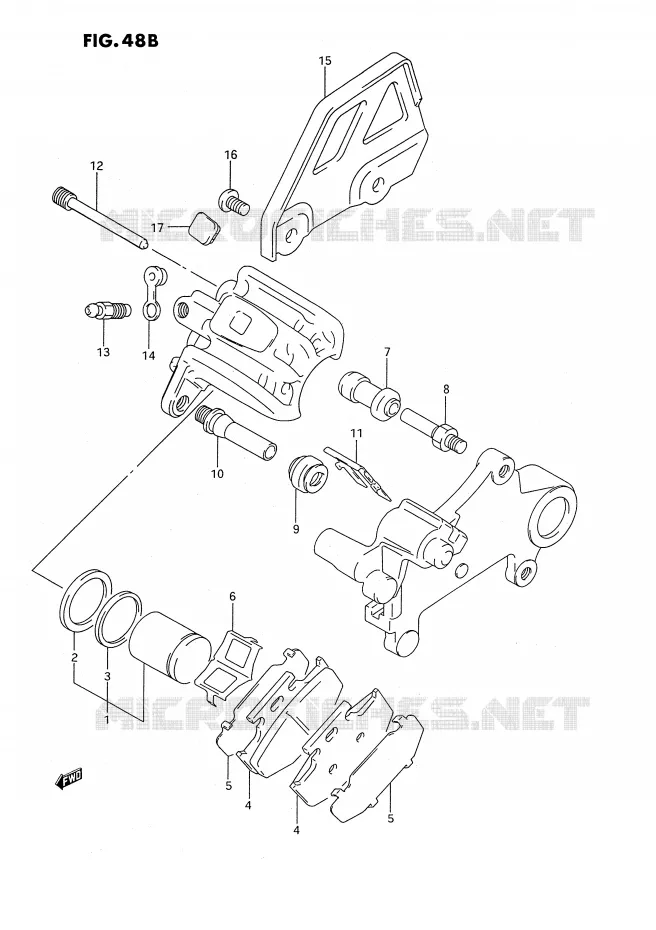 REAR CALIPER (MODEL R) Suzuki MOTO 350 DR 1991  DR350SM(E2)