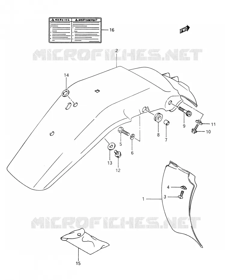 REAR FENDER - LABEL (MODEL L/M/N/P) Suzuki MOTO 350 DR 1990  DR350L(E28)