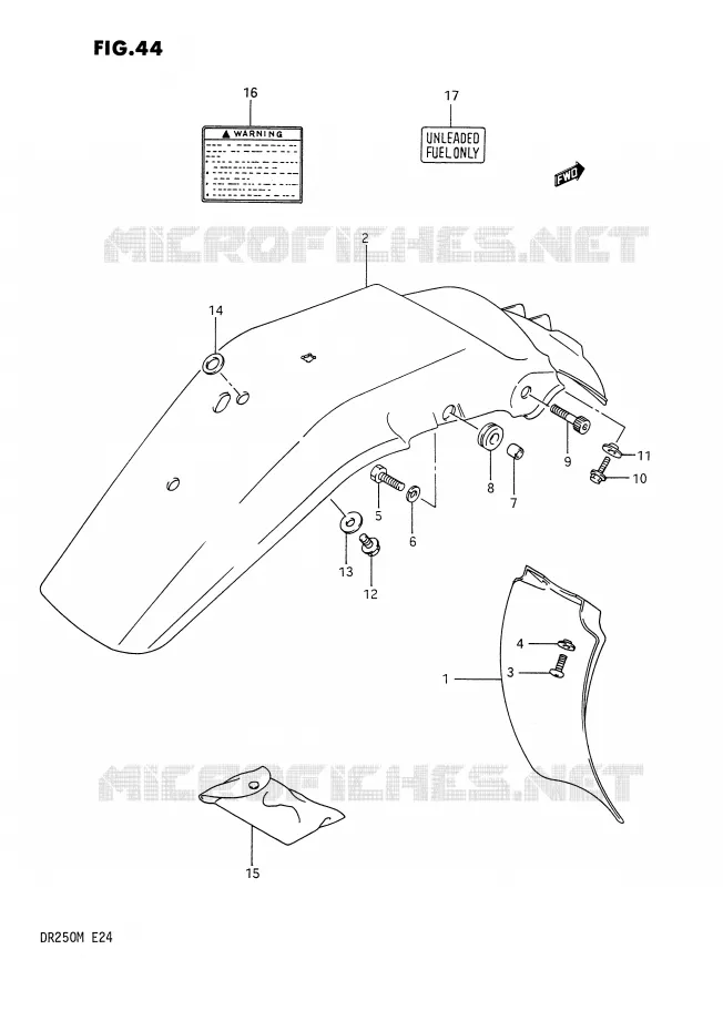 REAR FENDER - LABEL Suzuki MOTO 250 DR 1990  DR250L(E24)