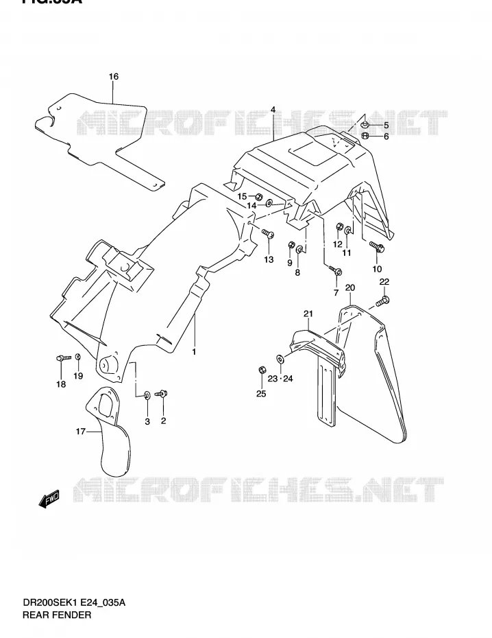 REAR FENDER (MODEL K2/K3/K4/K5) Suzuki MOTO 200 DR 2002  DR200SEK2(E24)