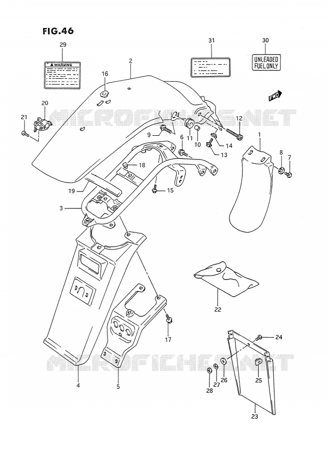 REAR FENDER (MODEL L/M/N/P) Suzuki MOTO 350 DR 1993  DR350SHP(E2)