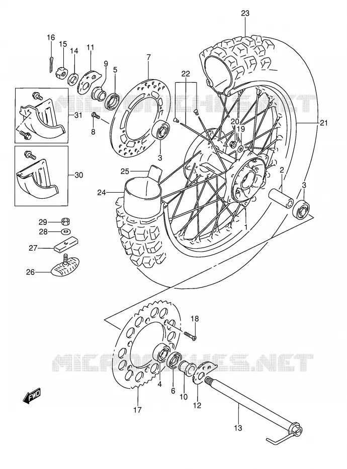 REAR WHEEL (MODEL L/M/N/P) Suzuki MOTO 350 DR 1990  DR350L(E3)
