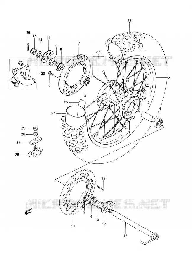 REAR WHEEL (MODEL R) Suzuki MOTO 350 DR 1992  DR350N(E28)
