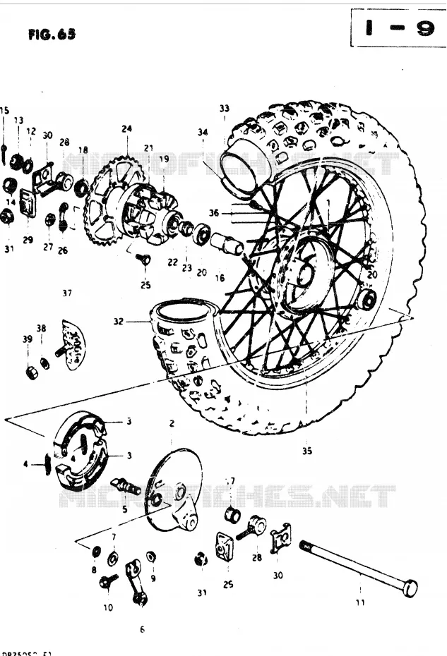 REAR WHEEL Suzuki MOTO 250 DR 1983  DR250SD(E1)