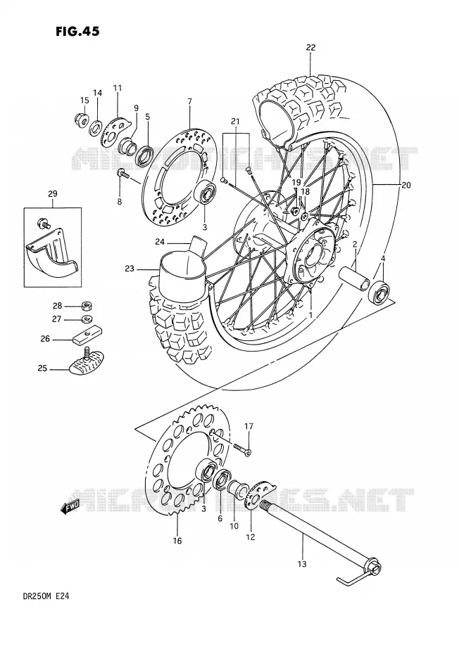 REAR WHEEL Suzuki MOTO 250 DR 1990  DR250L(E24)