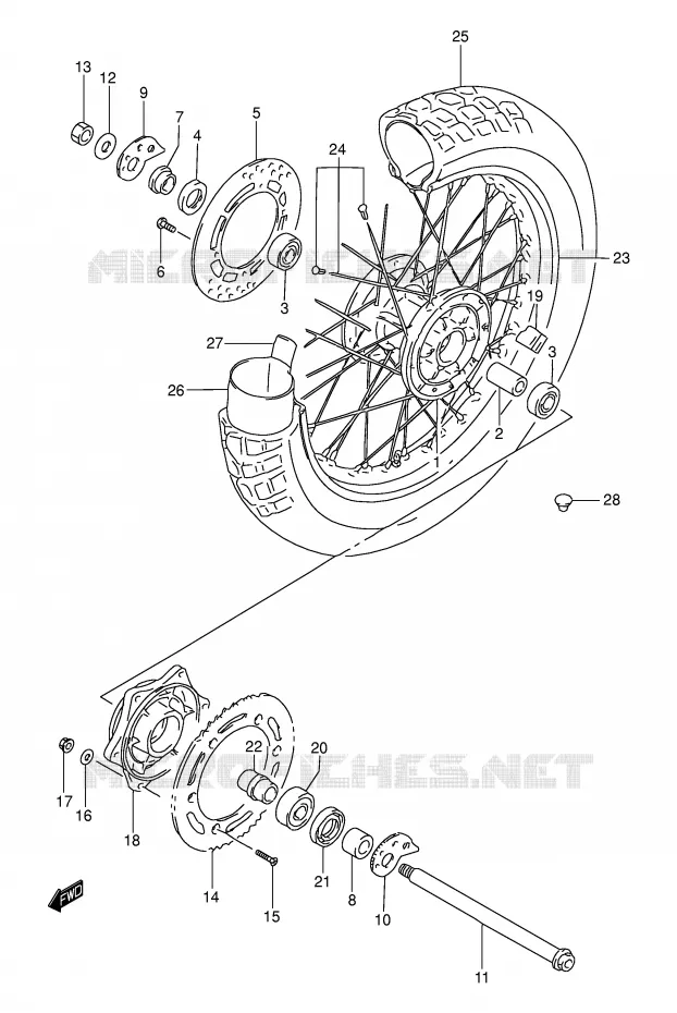 REAR WHEEL Suzuki MOTO 250 DR 1995  DR250SES(E24)