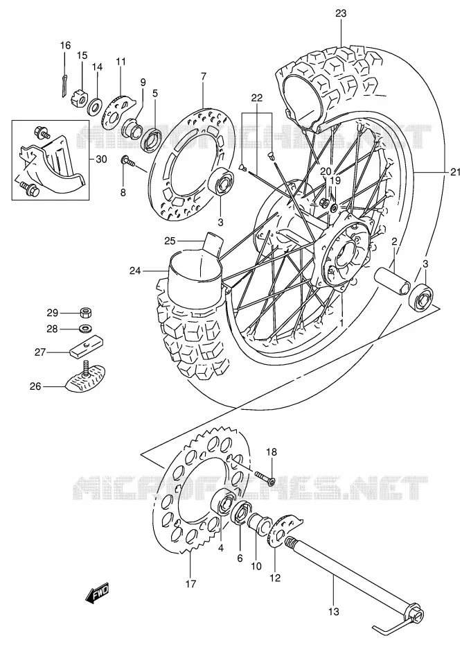 REAR WHEEL Suzuki MOTO 350 DR 1997  DR350V(E1)