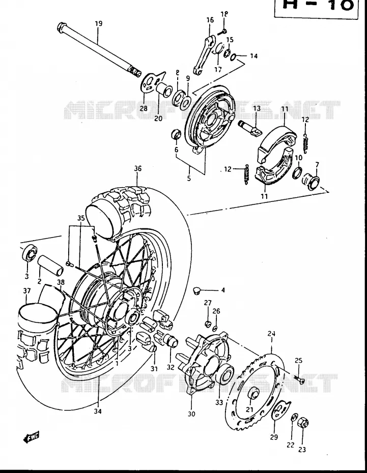 REAR WHEEL Suzuki MOTO 500 DR 1987  DR500H(G/H/J)